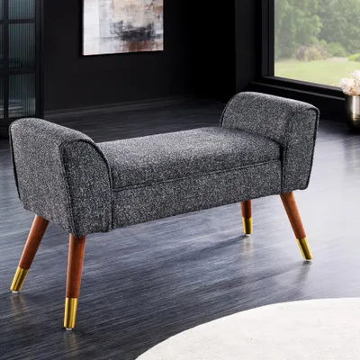Produktbild von riess-ambiente Retro Sitzbank SCARLETT 90cm anthrazit Bouclé mit Armlehnen