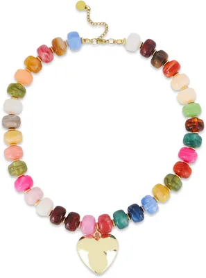 Obrázok produktu pre Korálková náhrdelník 44 cm, živica, srdcový choker, pre párty