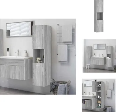 Image de vidaXL Armoire de salle de bain Gris Sonoma 30x30x130 cm Bois composite - Ensembles de meubles de salle de bain
