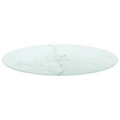 Produktbild von vidaXL Tischplatte Weiß Ø60x0,8 cm Hartglas in Marmoroptik