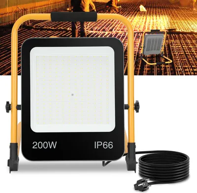 Obrázok produktu pre Bettizia 200W studená biela LED stavebný reflektor 6000K pracovné svetlo LED reflektor pracovné svetlo