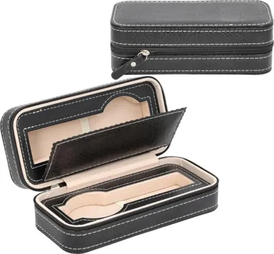 Produktbild von Korbi | Uhrenetui für 2 Uhren - Schwarz - Elegantes Design - Hochwertige Verarbeitung - Kompakt und Praktisch