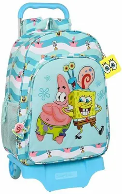 Obrázek produktu pro Školní batoh s kolečky Spongebob Stay Positive Blue White (33 x 42 x 14 cm)