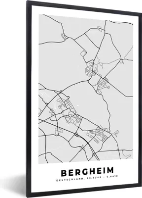 Produktbild von MuchoWow® Gerahmtes Poster Karte - Deutschland - Wetzlar - Stadtplan 40x60 cm - Poster mit Schwarzem Bilderrahmen Wandposter Rahmen Foto Bilder - Papierdruck - Wandbilder