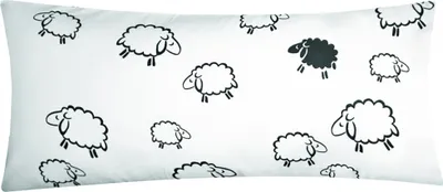 Produktbild von 1 x Kissenbezug in 40x80 cm Renforcé 100% Baumwolle - Schafe Lämmer Weiß Schwarz - Kopfkissen-Bezug, Kissenhülle, Dekokissenbezug, Kids (1-Stück-99/2-40x80)