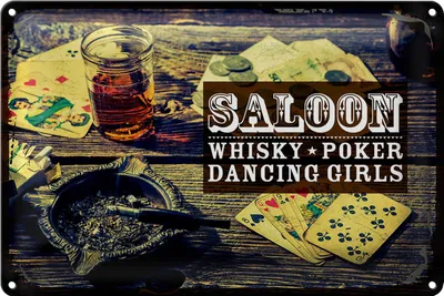 Produktbild von Blechschild Spruch Saloon Whisky Poker Dancing girls 30x20cm