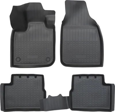Image de Tapis De Sol En Caoutchouc TPE Pour Fiat 500e Electric Depuis 2020 4pcs, Système de Fixation Bord Haut Noir Antidérapant Toutes Saisons