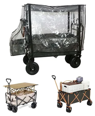 Produktbild von Regenschutz Regenhülle Kinderwagen Trolley Schutzhülle - Transparent - 110 x 91 x 74 cm - Faltbar - Für Campingtrolley und Bollerwagen