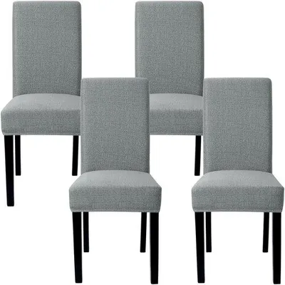 Immagine prodotto di Set di copri sedie elasticizzati Unyqoos® (4 pezzi) – copri sedie universali, elasticizzati in Spandex/poliestere, rimovibili e lavabili, color grigio scuro