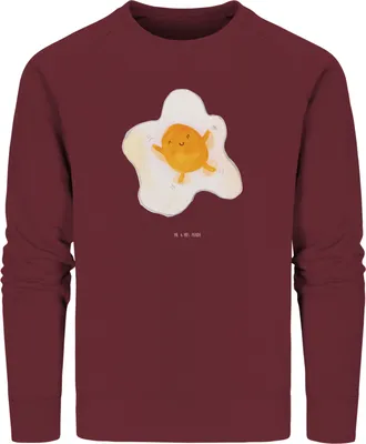 Produktbild von Mr. & Mrs. Panda Baumwoll Sweatshirt Spiegelei Ei Größe M - Burgundy - Geschenk, Sweater, Schön, Glücklich, Nachhaltiger Pullover, Pulli, Lustige Sprüche, Tag, Bio, Liebe
