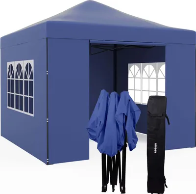 Produktbild von Niceey Gartenpavillon, Partyzelt, 3x3m, Stabil und Wasserdicht, Faltpavillon für Winterfest für Party, Einfache Montage, Faltpavillon, Camping Zelt, Pop Up Pavillon, Blau