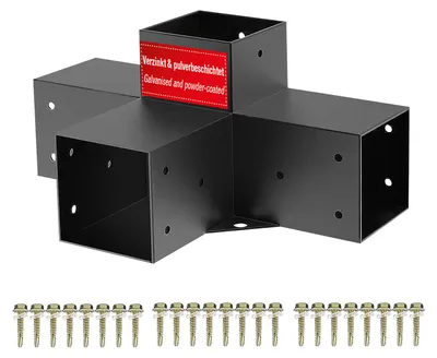 Produktbild von SOTECH Mittelverbinder 90 x 90 mm schwarz – Pfostenverbinder für Holzpfosten
