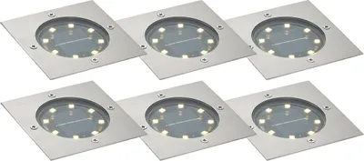 Produktbild von QAZQA - Modern Set mit 6 Bodeneinbaustrahlern Aluminium I Silver Quadratisch inkl. LED IP65 Solar - Terry I Außenbeleuchtung - Quadratisch - I (nicht austauschbare) LED
