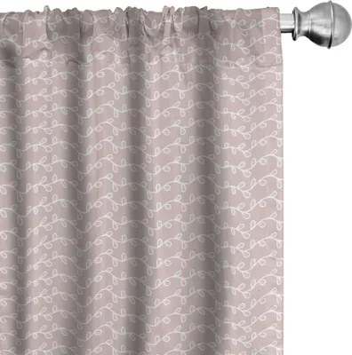 Obrázek produktu pro ABAKUHAUS Botanické závěsy, záclony, monochromatické zelené větvičky, symetrické romantické minimalistické tóny, ilustrace, 2 kusy, 75 x 245 cm, bledě lososová bílá