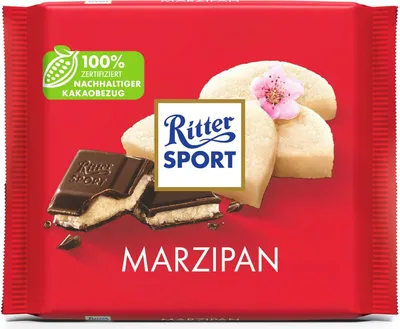 Obrázok produktu pre Ritter Sport 49563, Mliečna čokoláda, 100 g, Mandle, 2069 kJ, 496 kcal, 27 g