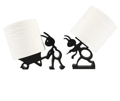 Produktbild von 2-teiliges Toilettenpapierhalter-Set in Ameisenform, witziger Toilettenpapierhalter, freistehendes Badezimmer-Set, 3D-gedruckter schwarzer Ameisen-Toilettenpapierhalter