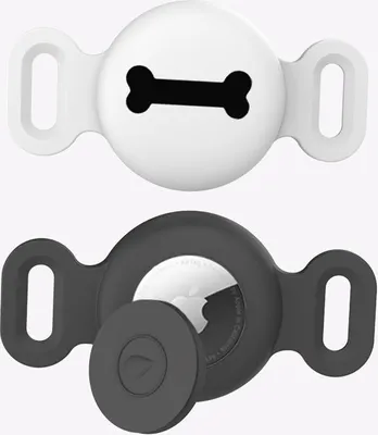 Immagine prodotto di INF Custodia Protettiva in Silicone per Apple AirTag M, Impermeabile per Animali Domestici, 2 Pezzi Nero + Bianco M