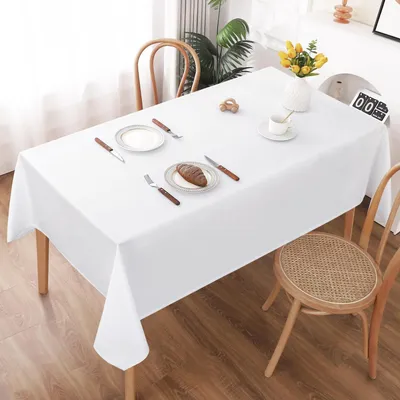 Zdjęcie produktu dla Ścierełka stołowa, zmywalna, biała, 140x280 cm, imitacja lnu, poliester, wodoodporna, odporna na zarysowania