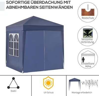 Obrázek produktu pro Outsunny altán 2x2m skládací altán 4 boční stěny s oknem taška na přenášení ocelová
