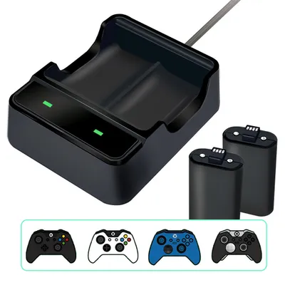 Produktbild von 2*Batterie Akku & Ladestation für Xbox One X/S/Elite Xbox Series X/S Controller
