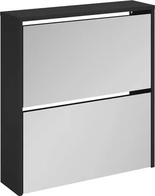 Produktbild von vidaXL Schuhschrank mit Spiegel 2 Fächer Schwarz 63x17x67 cm