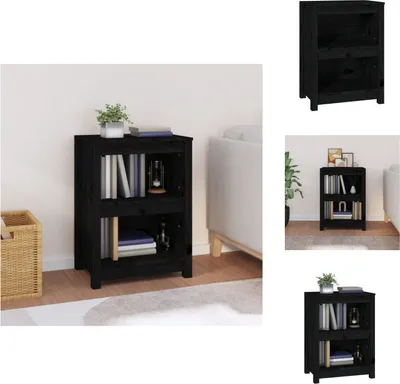Obrázek produktu pro vidaXL Regál na knihy černý 50x35x68 cm z masivního borovicového dřeva - Regály a knihovny