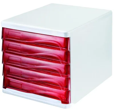 Produktbild von helit Schubladenbox economy H6129420 DIN A4-C4 l.gr/rt.tr