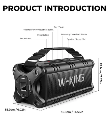 Obrázek produktu pro Bluetooth reproduktor - D8 - 50 W - vodotěsný (IPX6) - Bluetooth 5.0 - přenosný - USB - černý