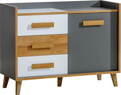 Produktbild von Furniture24 Kommode WERSO W-6, Sideboard mit 3 Schubladen und 1 Tür, Wohnzimmerschrank, Jugnedzimmerschrank