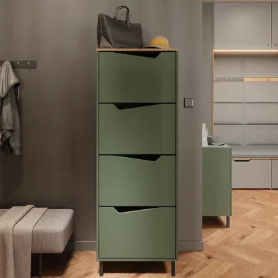 Immagine prodotto di Scarpiera da ingresso Vicco Marelle Verde/Artigianale 60 x 167.4 cm con 4 scomparti, Model 57868
