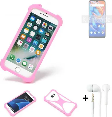 Produktbild von K-S-Trade Bumper + Kopfhörer kompatibel mit UMIDIGI A13S Handy Hülle Schutzhülle Silikon Schutz Hülle Cover Case Silikoncase Silikonbumper TPU