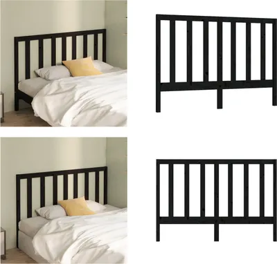 Zdjęcie produktu dla vidaXL Zagłówek czarny 146x4x100 cm lite drewno sosnowe - Zagłówek łóżka - Zagłówki łóżek - Zagłówek - Zagłówek drewniany