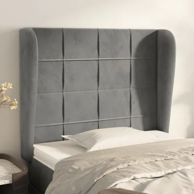 Produktbild von Kopfteil mit Ohren Hellgrau 93x23x118/128 cm Samt , Kopfteile Design 2024