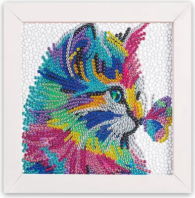 Obrázek produktu pro Diamond Malování Dětská sada, 5D DIY Cartoon Diamond Malování Obrázky, 15x15cm plátno a s 18x18cm obrazový rám vhodný pro děti a dospělé, Cat