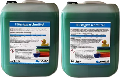 Produktbild von 2 x 10 L Flüssigwaschmittel Konzentrat grün Universal Color inkl. Auslaufhilfe.