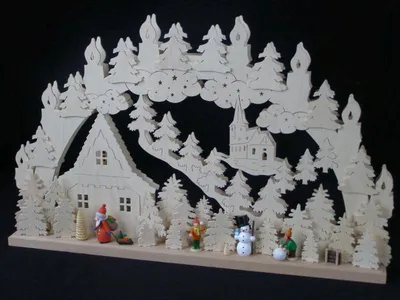 Obrázek produktu pro Svíčkový oblouk se sněhulákem Otcem Vánoc a osvětlením ŠxVxH 70x40x7cm NOVINKA