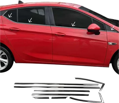 Obrázok produktu pre Okenné lišty pre Opel Astra K hatchback nerezová oceľ tmavá 8ks