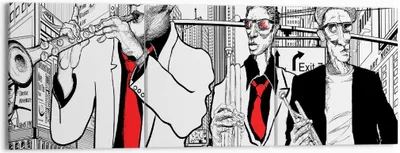 Produktbild von Bild auf Leinwand - Leinwandbild - Jazz Musik Musiker - 150x50cm - Wand Bild - Wanddeko - Leinwanddruck - Bilder - Kunstdruck - Wanddekoration - Leinwand bilder - Wandkunst - CA150x50-3565
