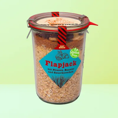 Produktbild von Glutenfreie Hafer Müsliriegel Flapjack Backmischung im Weck-Glas