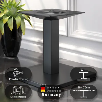 Produktbild von MADRID | Bistro Lounge Tischgestell | Schwarz | Höhe: 36 cm | Säule: 8 x 8 cm | Fuß: 45 x 45 cm | Tischgestell Schwarz, Gastro Tischgestell