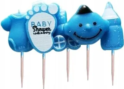 Produktbild von Kerzen-Set für Geburtstagsfeier, Babyparty, Junge – Dekoration, 5 Stück.