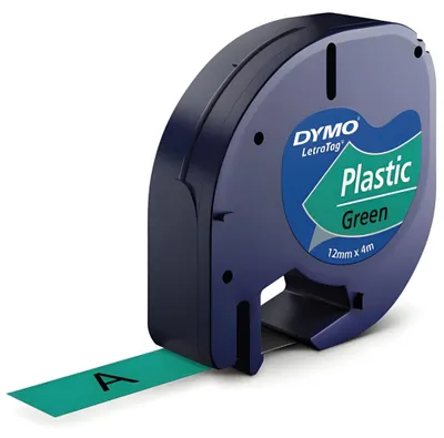 Immagine prodotto di DYMO LetraTag-Band, Plastik 12mm x 4m schwarz->grün