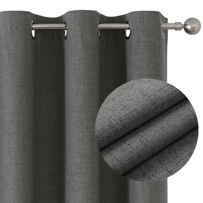 Obrázok produktu pre Zatemňovacie závesy v ľanovom vzhľade, termozávesy 132 x 210 cm, 2 ks, šedé