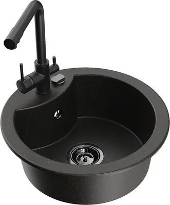 Produktbild von Mexen Diego 1-Becken-Granit-Spüle mit Mischbatterie Duero, Schwarz/Gold metallisch - 6512-75-671600-70-B