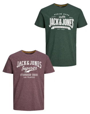 Produktbild von JACK & JONES 2-er Set T-Shirt Rundhals Logo Print Shirt Größe: S