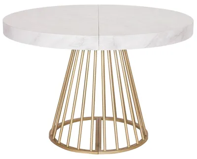Image de MENZZO Table ronde extensible Soare Effet Marbre pieds Or