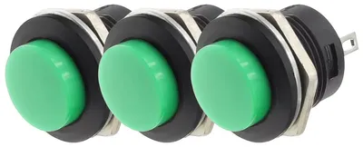Productafbeelding van ProRide Pulsschakelaar OFF-(ON) - 250V/3A - Inbouw-Ø16mm - Groen - 3 Stuks