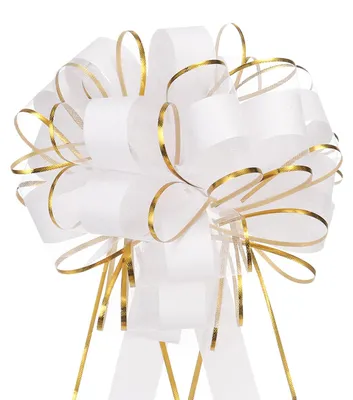 10 Organza-Geschenkschleifen, 20,3 cm, gold, weiß