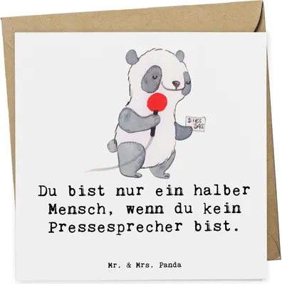 Produktbild von Mr. & Mrs. Panda Deluxe Karte Pressesprecher Herz - Weiß - Geschenk, doppelkarte, Klappkarte, anlasskarte, faltkarte, Glückwunschkarte, Grußkarte