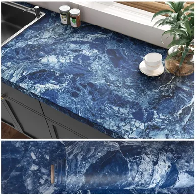 Image de Papier peint effet marbre bleu, adhésif